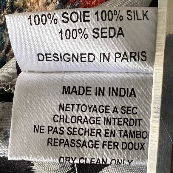 Long Sleeve Silk Snow Leopard Print Dress with Buttoned Top & Eyelash Lace Trim - Picture 12 of 13